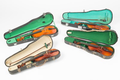 Lot 111 - A modern Chinese 1/2 size violin, with two...