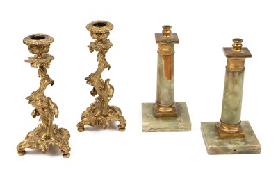 Lot 268 - Two pairs of candlesticks