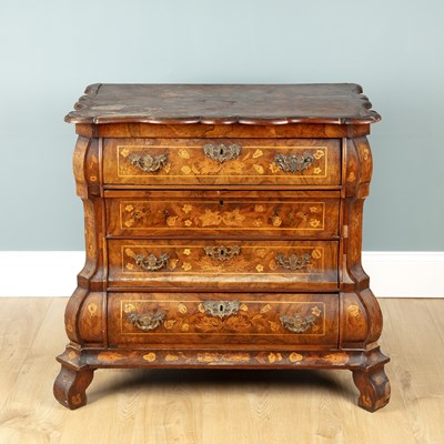 Lot 211 - A late 18th century Dutch marquetry walnut commode