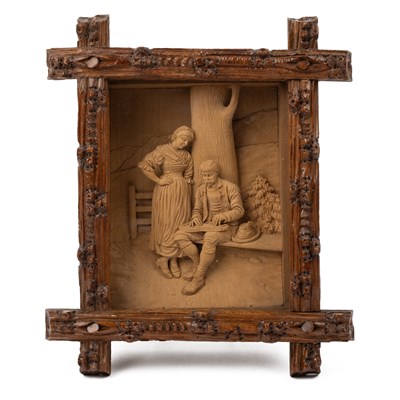 Lot 487 - A Swiss limewood diorama