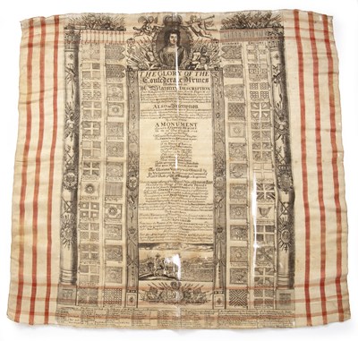 Lot 79 - An early 18th century commemorative silk...