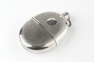 Lot 336 - A Victorian silver plated oval hip flask, with...