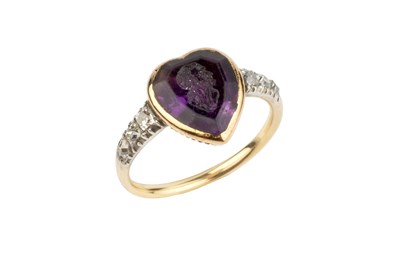 Lot 101 - A 19th century amethyst and diamond dress ring,...