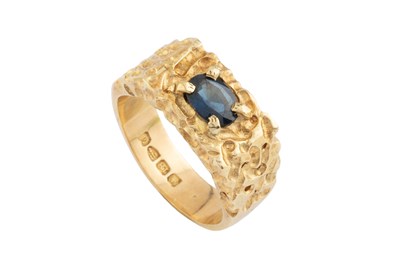 Lot 208 - A sapphire single stone dress ring, the oval...