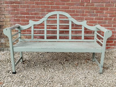 Lot 1482 - A green-painted wooden Lutyens style bench
