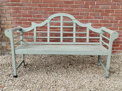Lot 1482 - A green-painted wooden Lutyens style bench