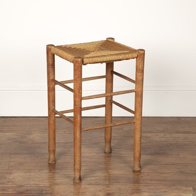 Lot 28 - Cotswold School two stools with raffia strung...