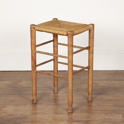 Lot 28 - Cotswold School two stools with raffia strung...