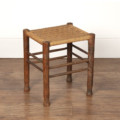 Lot 28 - Cotswold School two stools with raffia strung...