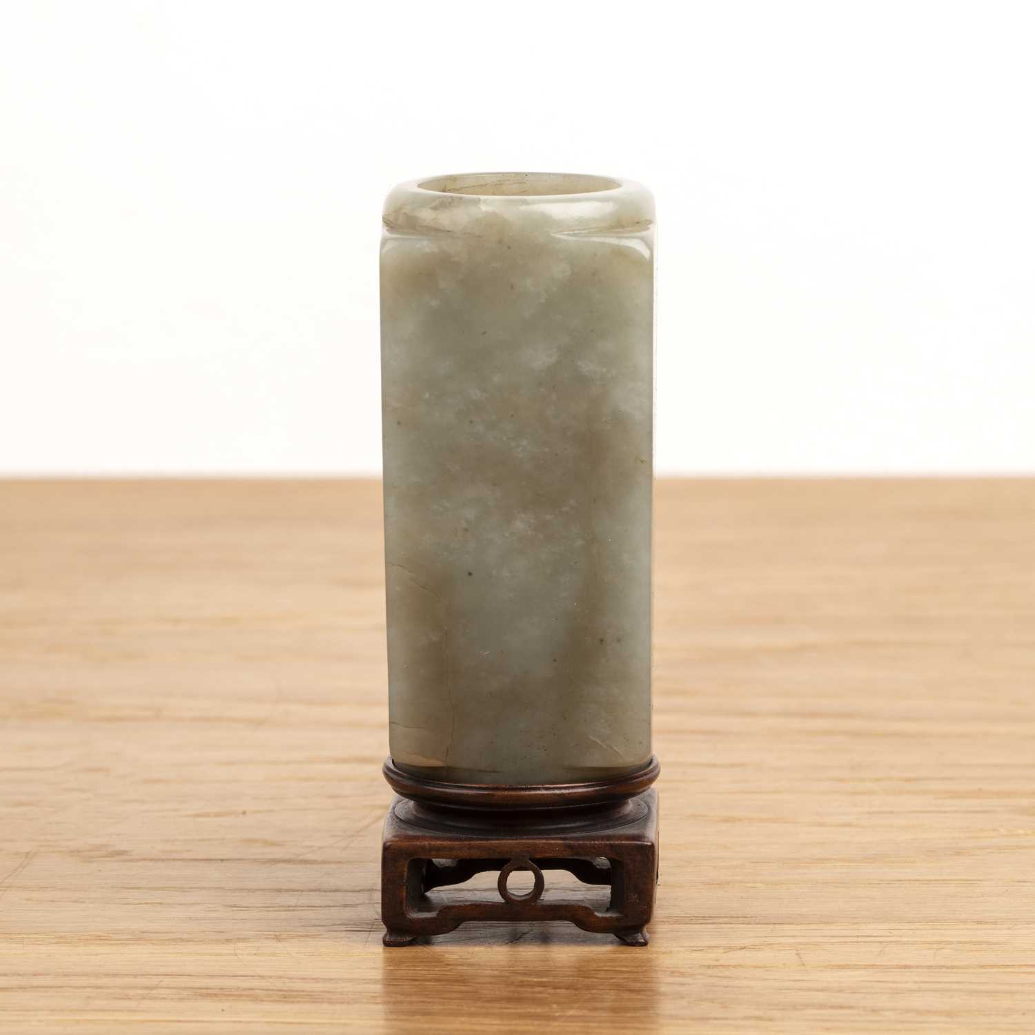 Lot 213 - Greyish green Jade Ts'ung (cong) vessel...