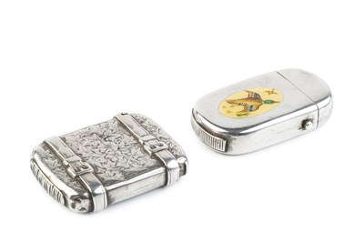 Lot 502 - A late Victorian silver and enamel vesta case,...