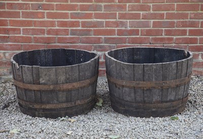 Lot 1424 - A pair of half-barrel planters