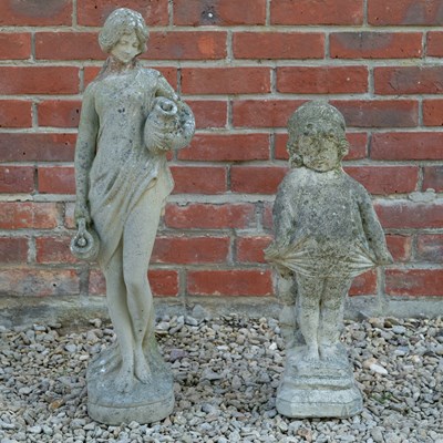 Lot 1403 - Two cast reconstituted stone garden statues