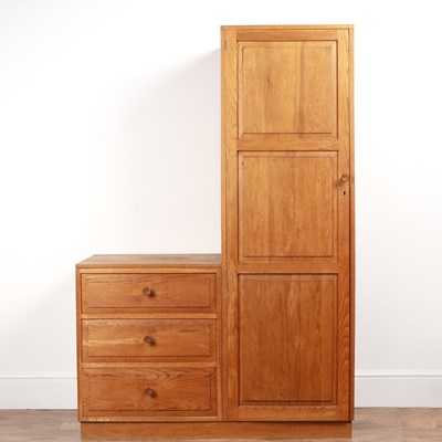 Lot 22 - 1930's oak, storage unit with cupboard and...