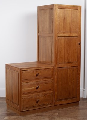 Lot 22 - 1930's oak, storage unit with cupboard and...