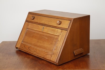 Lot 41 - Ercol elm, desktop or compact bureau, with a...