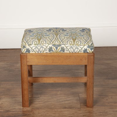 Lot 34 - Cotswold School oak, stool, with drop-in seat...