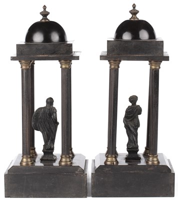 Lot 707 - A pair of French 19th century black slate  ornaments