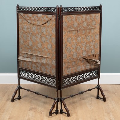 Lot 382 - An Edwardian two-fold mahogany fire screen