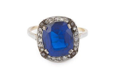 Lot 235 - A synthetic spinel and diamond cluster ring,...