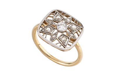 Lot 163 - A diamond panel ring, the cushion-shaped...