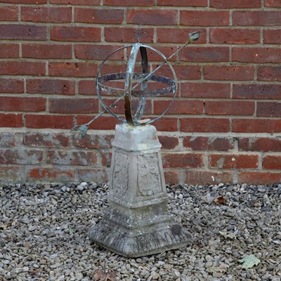 Lot 1366 - A small copper armillary sphere sundial