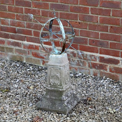 Lot 1366 - A small copper armillary sphere sundial