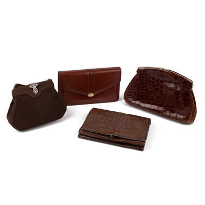 Lot 568 - Four small vintage brown bags to include a...