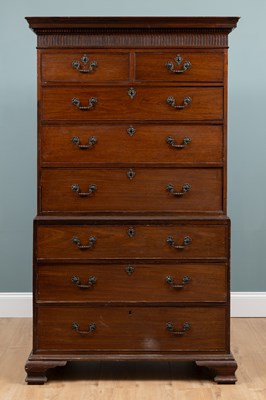 Lot 311 - A 19th century mahogany chest on chest