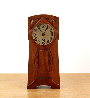 Lot 91 - Arts and Crafts Style walnut, mantel clock,...