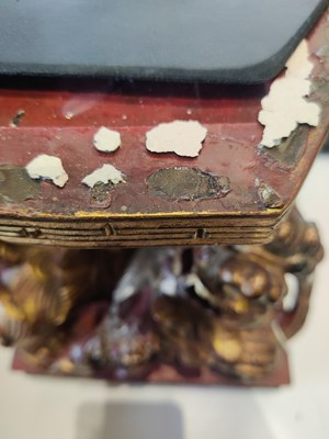 Lot 537 - A Chinese carved gilt and painted sculpture stand