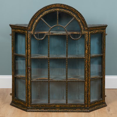 Lot 515 - A Dutch green-painted hanging wall cabinet