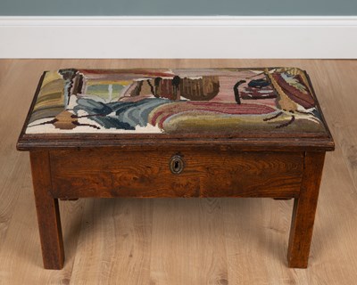 Lot 142 - A 19th century oak lidded box-seated stool