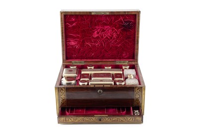 Lot A late George III rosewood and brass inlaid...