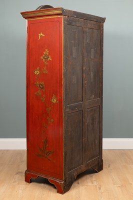 Lot 278 - A Georgian style red-lacquered single wardrobe