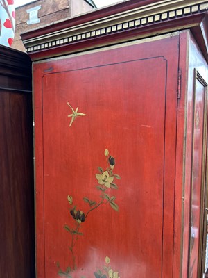 Lot 278 - A Georgian style red-lacquered single wardrobe
