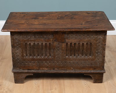 Lot 527 - An 18th century and later small oak coffer