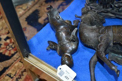 Lot 451 - Pair of bronze model Qilins and riders Chinese,...