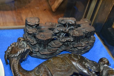 Lot 451 - Pair of bronze model Qilins and riders Chinese,...