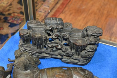 Lot 451 - Pair of bronze model Qilins and riders Chinese,...