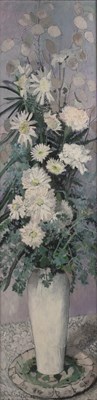 Lot 125 - Norma Jameson (b.1933) 'White flowers', oil on...