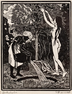 Lot 218 - Gwen Raverat (1885-1957) 'Bathsheba', woodcut,...