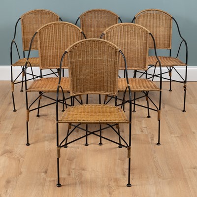 Lot 1472 - A set of six iron-framed open armchairs