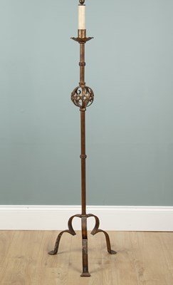 Lot 510 - A gold-painted metal standard lamp