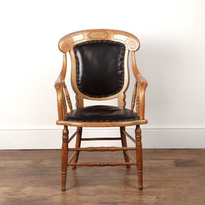 Lot 32 - Office or desk chair oak and burr walnut...