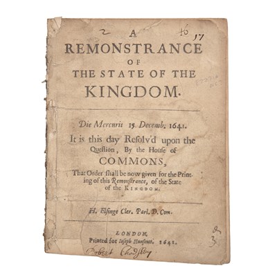 Lot 562 - A 17th century pamphlet - 'A Remonstrance of...