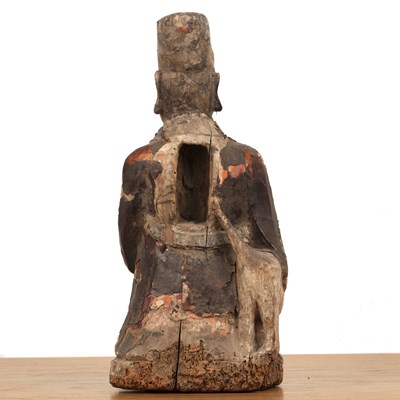 Lot 380 - Carved and gilded wood guardian figure Chinese,...