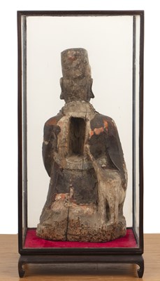 Lot 380 - Carved and gilded wood guardian figure Chinese,...