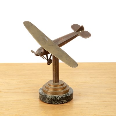 Lot 112 - Art Deco Desktop model of an aeroplane, brass...