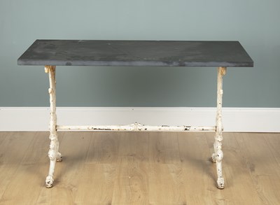 Lot 1369 - A Coalbrookdale slate-topped cast iron garden table